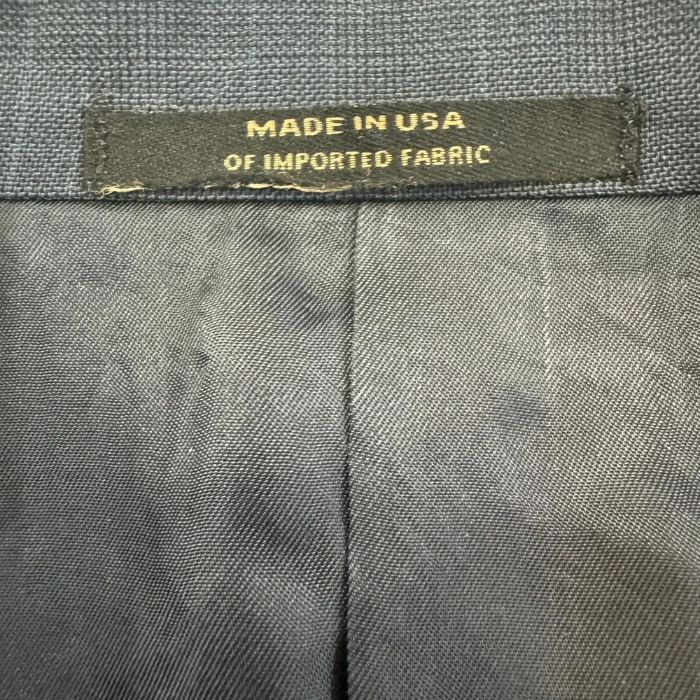 Hart Schaffner Marx Men's 43R Navy Wool Plaid Blazer Parisian USA Made Vintage